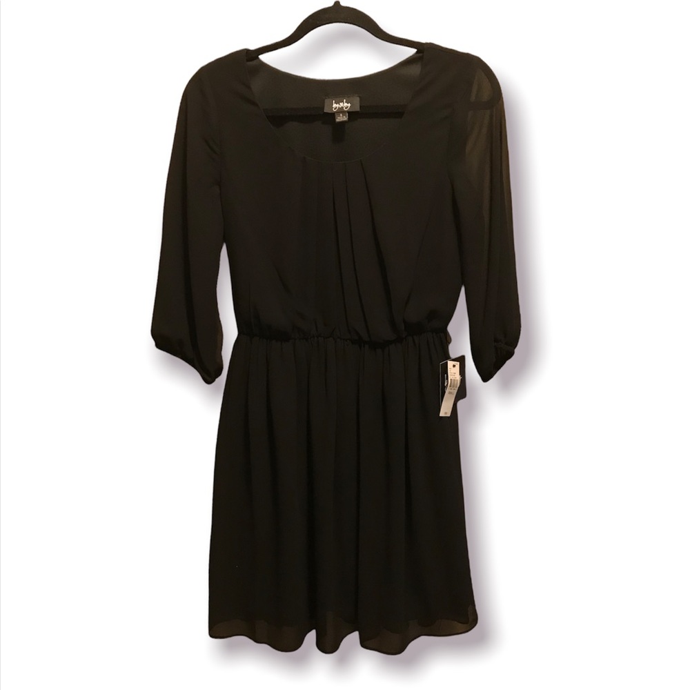 Black 3/4 Sleeve Chiffon Dress By & By